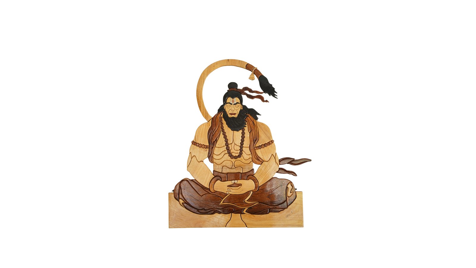 Lord Hanuman Sitting - Divine Blessing Pose Wooden Carving